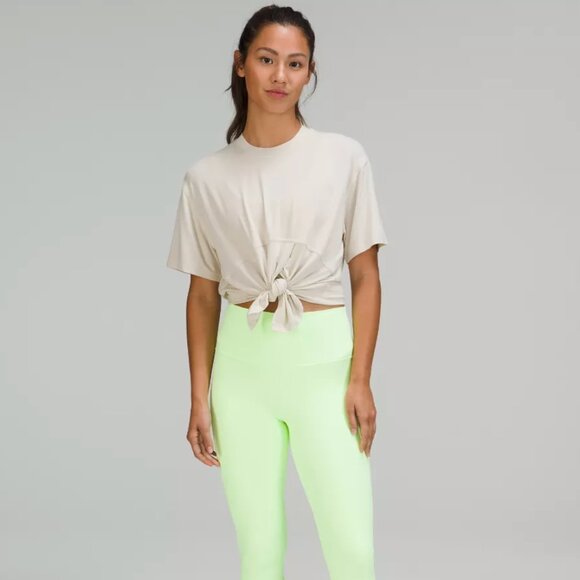 Modal silk blend tie-front yoga t-shirt, size 4 - Picture 5 of 5